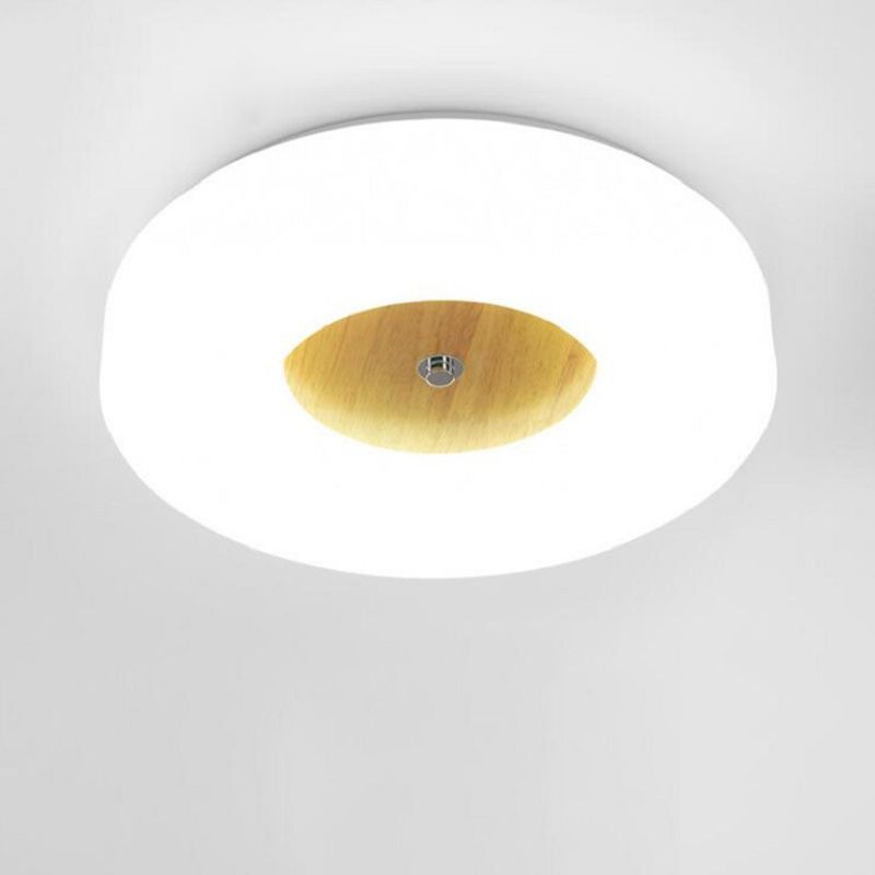 Wooden Circular LED Ceiling Light in Modern Creative Style Acrylic Flush Mount for Living Room