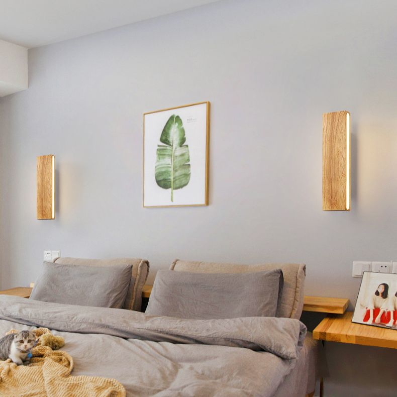 Rectangle Wall Mounted Lamp Modern Simplicity Wood Wall Mount Lamp for Living Room