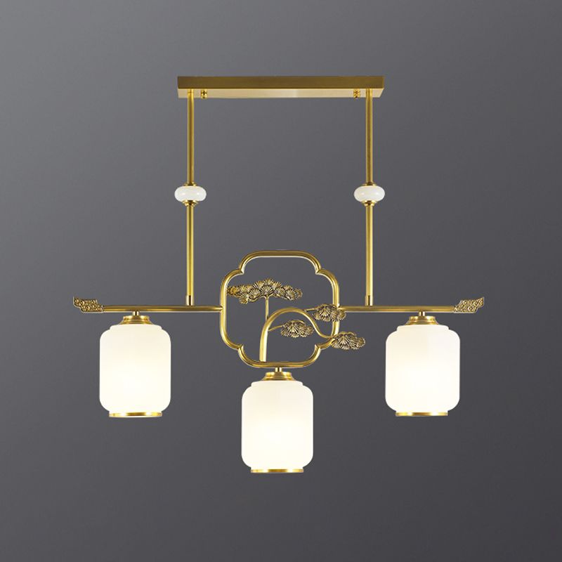 Geometrische Inselbeleuchtung zeitgenössische 3 leichte Kücheninselbeleuchtung mit Glasschatten