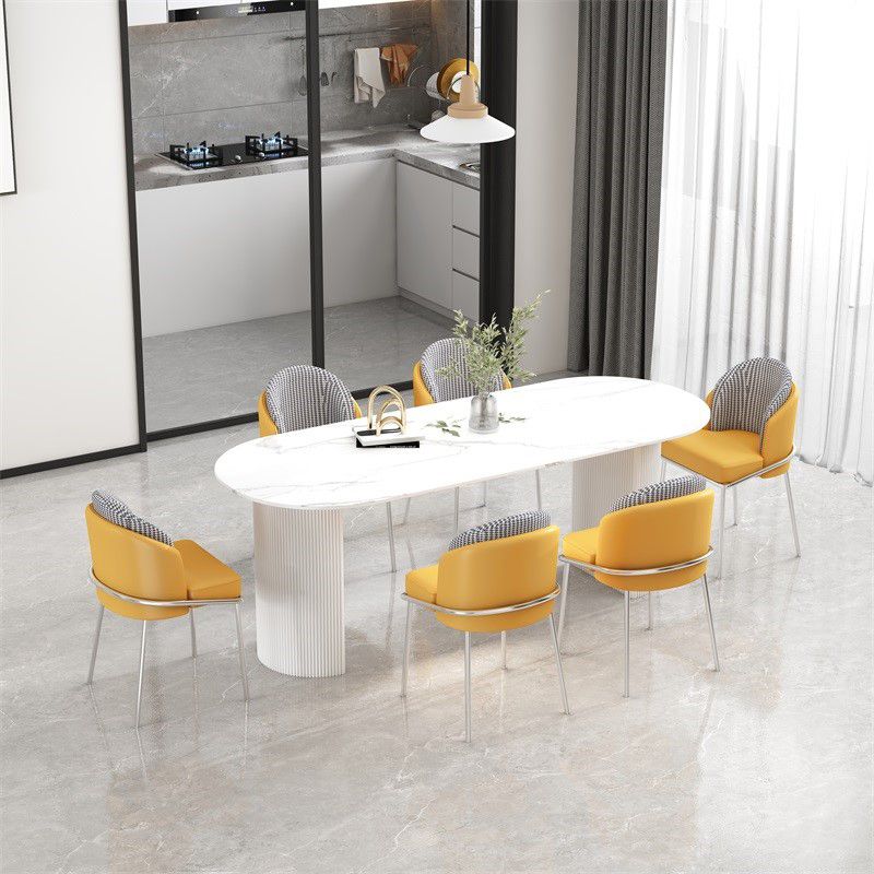 Mesa de comedor de doble pedestal de piedra mesa de comedor estilo simplicidad para el hogar