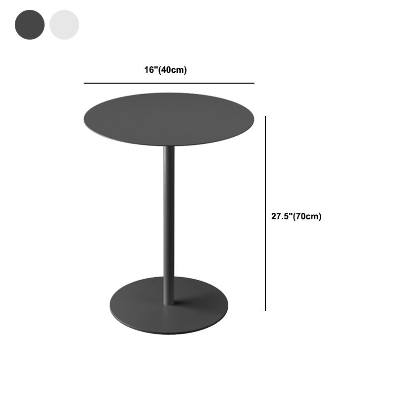 Mid-Century Metal Round Top Side Table Solid Color Pedestal End Table