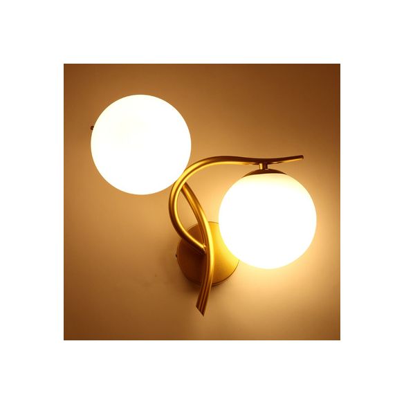 Moderne wandkandellicht, wit glas 2-lichtsconstructie Lamp voor slaapkamer