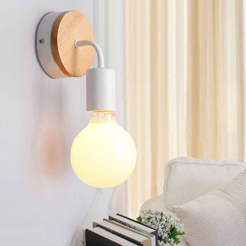Modern Wood Wall Sconce Metal Cylinder Shape Vanity Light for Bathroom