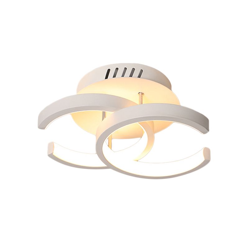 Petit plafonnier rond/carré/lune moderne en métal noir/blanc, éclairage LED Semi-encastré pour couloir