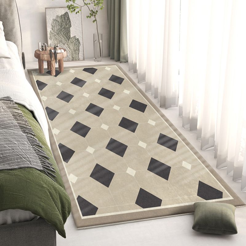 Modern Style lattice Rug Rectangle Stain Resistant Polyester Rug for Home Decor