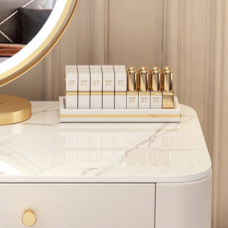 Solid Wood Makeup Vanity Desk Storage Dressing Table Stool Set with Drawer