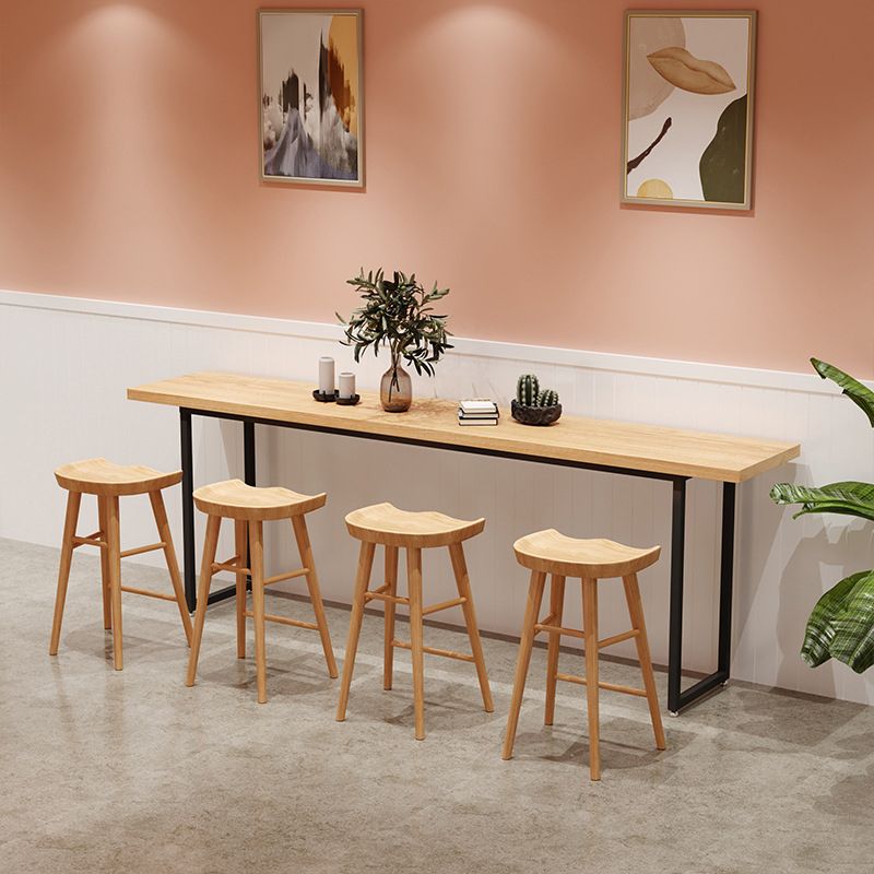 Solid Wood Pub Table Bar Height Industrial Rectangle Bar Table for Breakroom