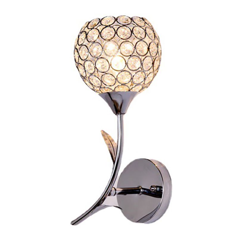 Wohnzimmer Wandleuchten beleuchten moderne Chromwandhalterung Licht mit runden Kristallschatten