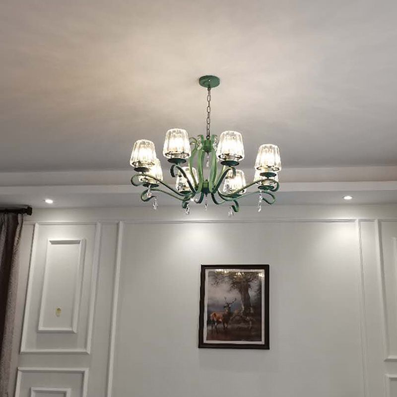 Lampadario in metallo in stile moderno lampadario appeso al lampada a soffitto verde affusolato
