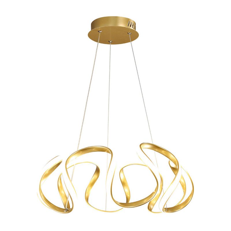 Luz de colgante lineal LED de aluminio en una lámpara de araña de hierro forjado de estilo minimalista moderno con sombra acrílica