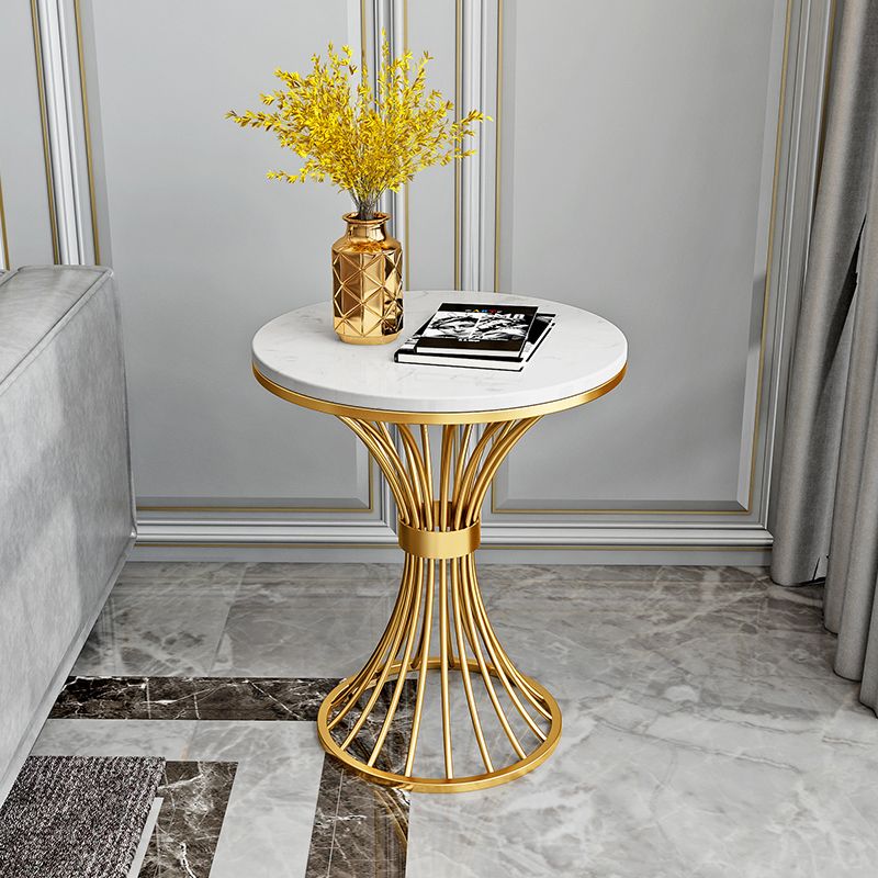 Round Minimalist Side End Table Gold Pedestal Sofa Corner Table