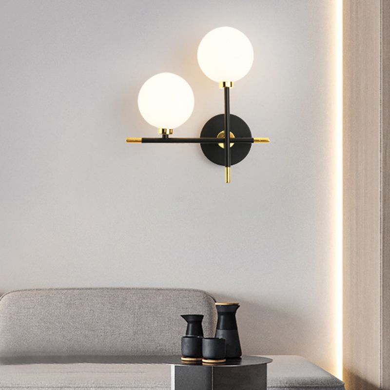 Wohnzimmer Glas Metall Wandleuchte zeitgenössische 2 Kopfwand montierte Leuchte