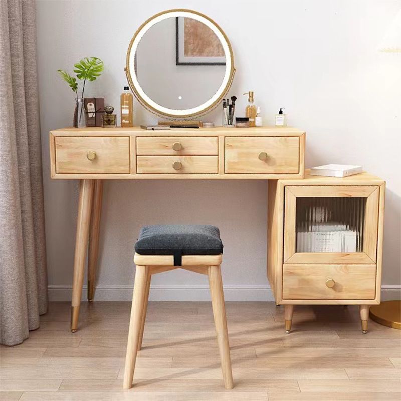 Solid Wooden Vanity Table Drawers Simple Makeup Vanity Table