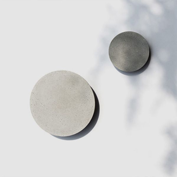 Lámpara de luz redonda de pared moderna lámpara de pared gris de 1 luz con sombra de cemento