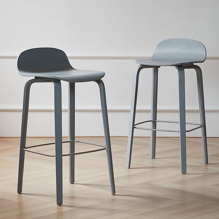Indoor Armless Low Back Bar Height Stool Beech Solid Wood Bar Stool