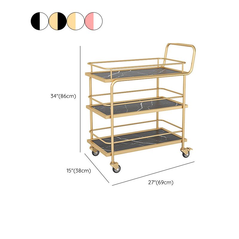 Modern Open Storage Prep Table Rectangular Dining Room Kitchen Trolley
