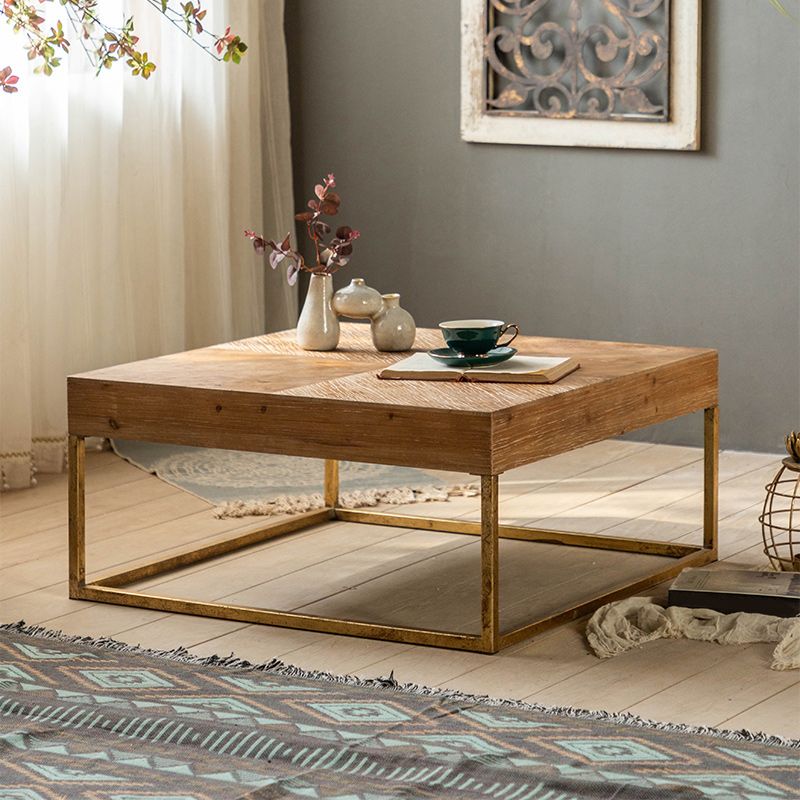 French Country Light Wood Distressed Cocktail Table Wooden Coffee Table for Home