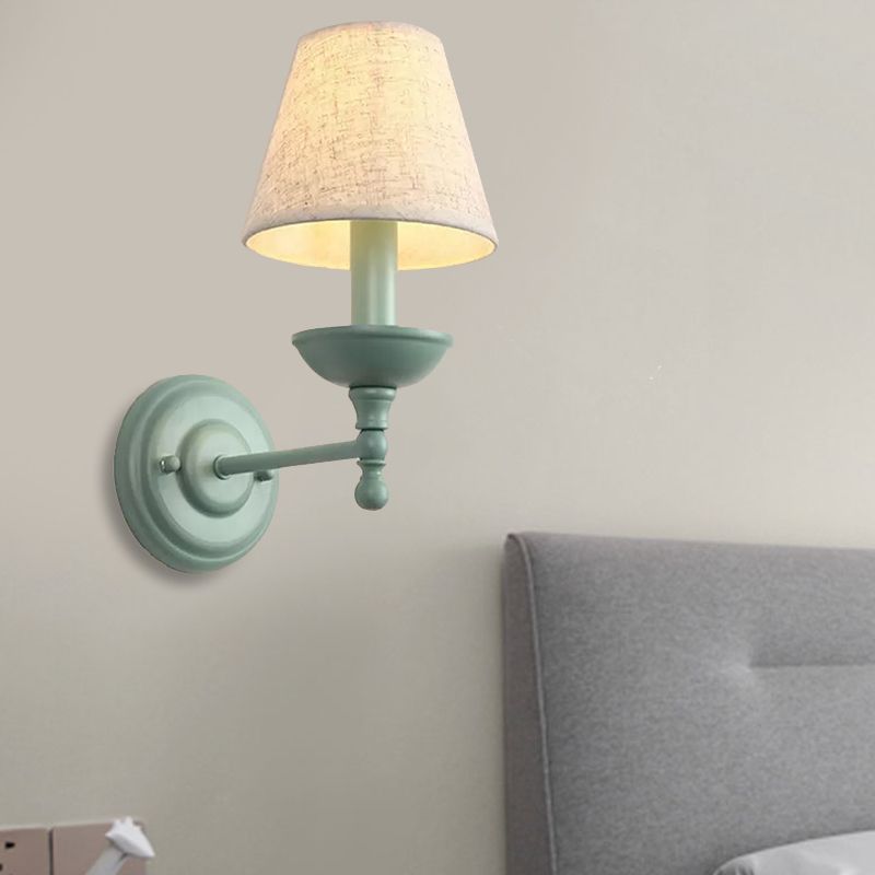 Tapered Shade Corridor Wall Sconce Metal 1 Light Nordic Style Wall Light in Green