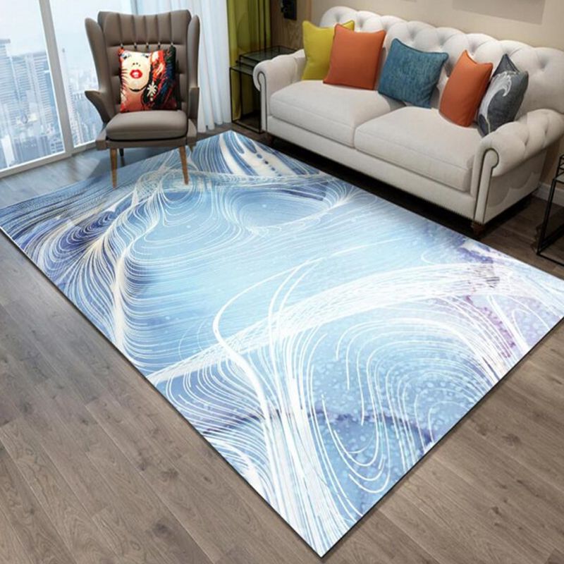 Modern Flowing Swirls Print Rug Polyester Indoor Carpet Stain Resistant Carpet for Home Decoration