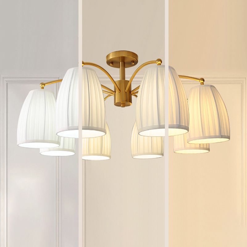 Modern Simple Ceiling Light Cylinder Shape Ceiling Lamp with Fabric Shade for Bedroom