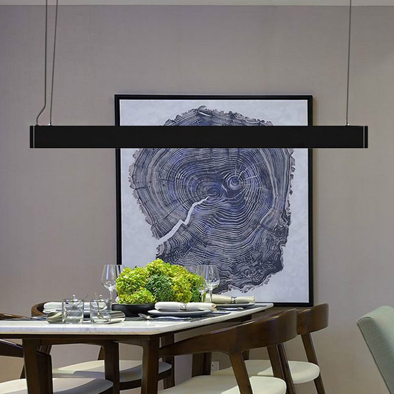 Linear Pendant Lamp Minimal Metal Led White/Black Hanging Light Kit in White/Warm/Natural Light