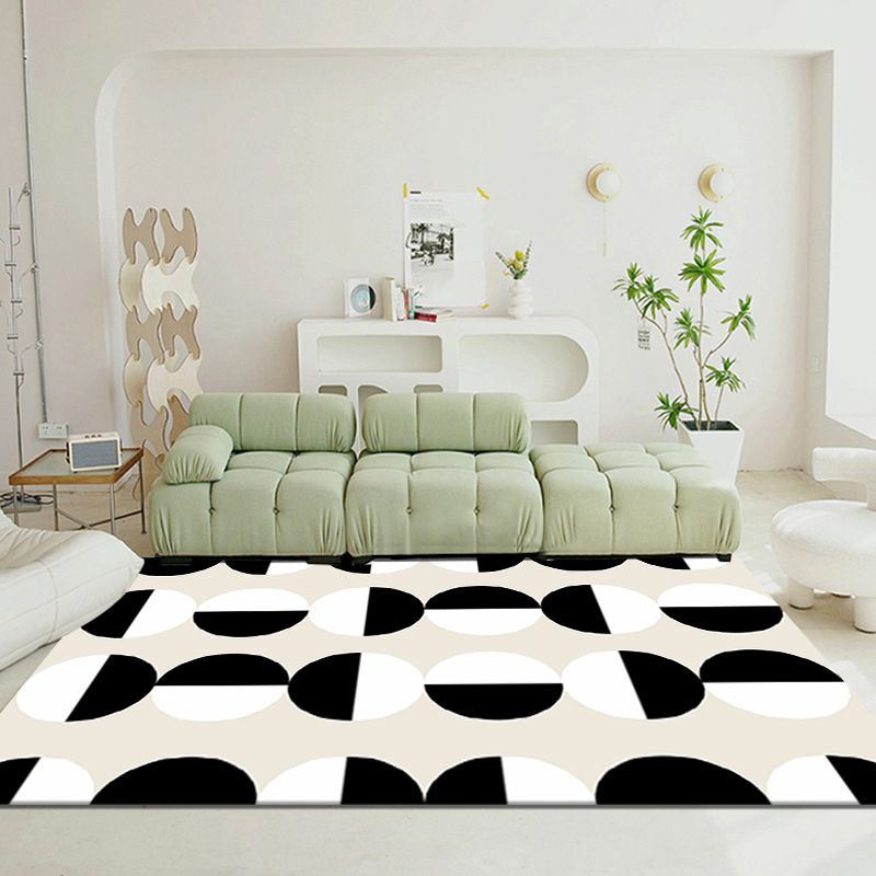 Modern Color Block Carpet Geometric Area Rug Polyester Carpet with Non-Slip Backing