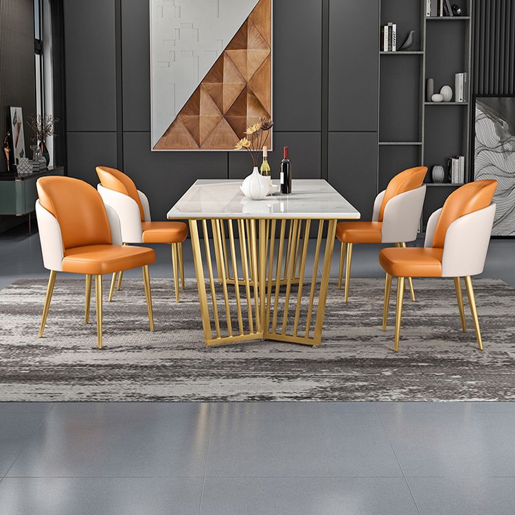 Contemporary Dining Table Set with Sintered Stone Dining Table and Upholstered Chairs