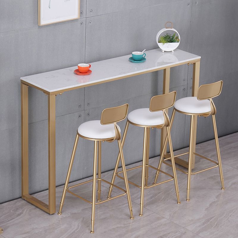 Glam Indoor 1/2/3/4/9 Pub Dining Set Pieces Rectangle White Marble Bistro Set