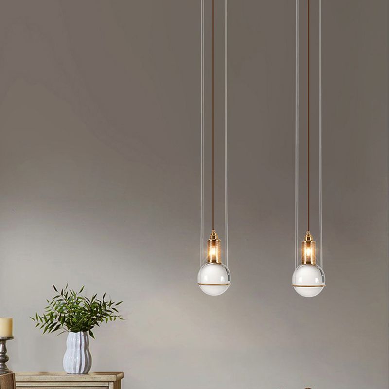 1 Light Pendant Light Modern Minimalist Globe Clear Crystal Shade Hanging Lamp for Living Room