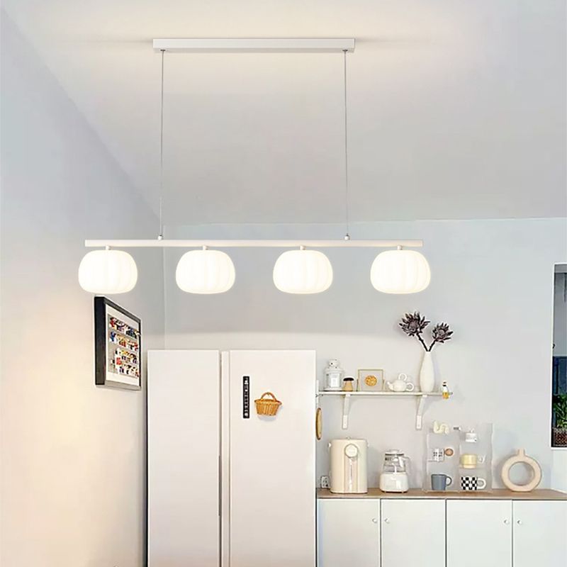 4-Light Green/White Finish Modernism Shaded Statement Kitchen Island Light