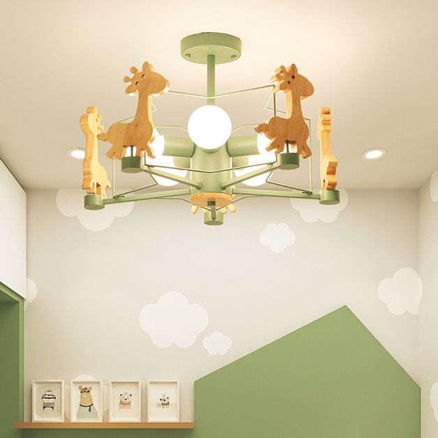 Nordic Style Macron Chandelier Metal 5 Head Pendant Lighting Fixtures for Bedroom