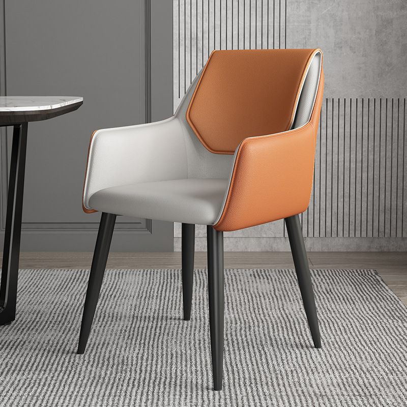 Modern Design Arm Solid Back Side Chairs Leather Dining Side Chair