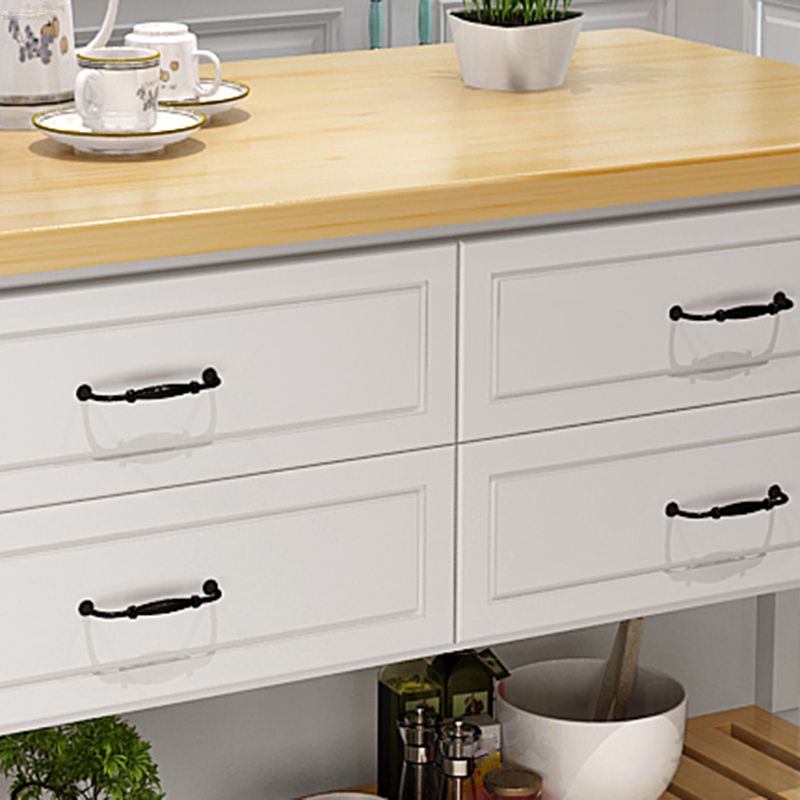 Natural Finish Pine Wood Kitchen Island Table for Dining Room