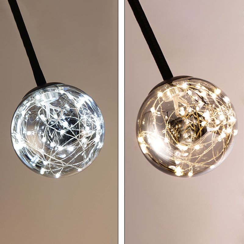 Nordic Style Glass Orb LED Island Light Creative Light String Design Coffee Shop Hanging Light