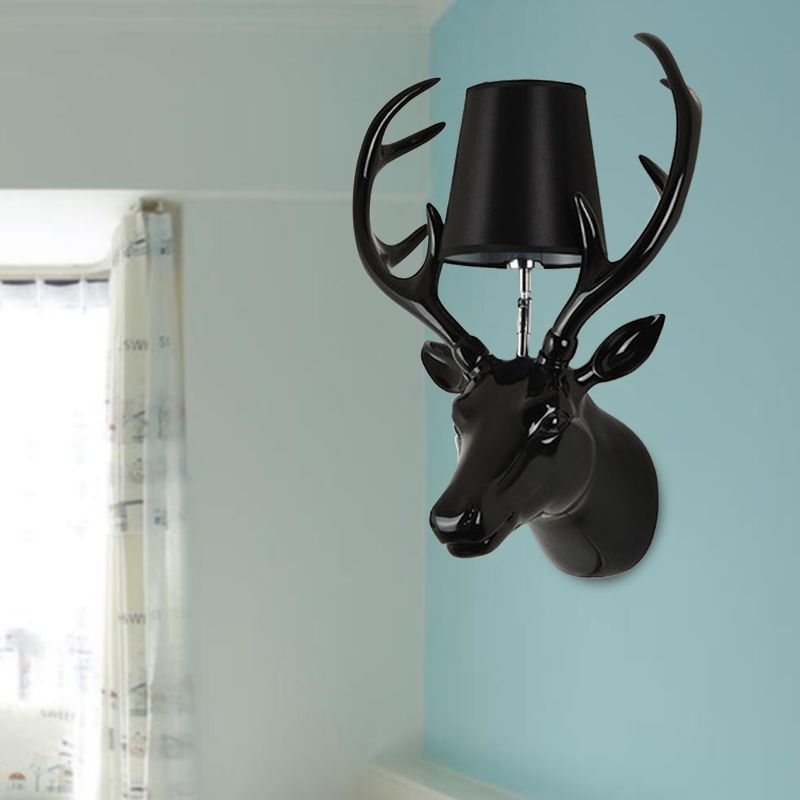 Elk Restaurant Wall Lamp Traditional Resin 1 Light Black/Pink/Blue Sconce Light Fixture with Glass Shade