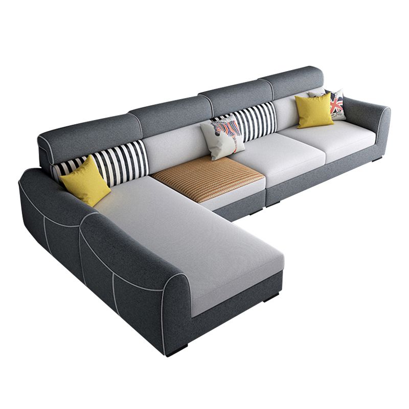 Modern Square Arm Sofa with Sewn Pillow Back for Apartment and Living Room