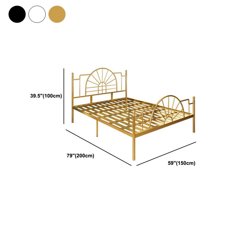Modern Metal with Headboard with Metal Legs Camelback Open-Frame Bed