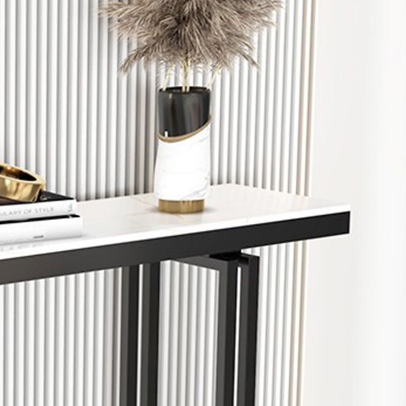 11"W Contemporary Console Table White Stone Rectangle Console Sofa Table