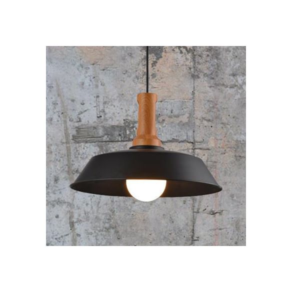 Luce sospesa da fienile elegante retrò 10 "/14" W 1 lampada a soffitto in metallo in metallo in bianco/nero per cucina