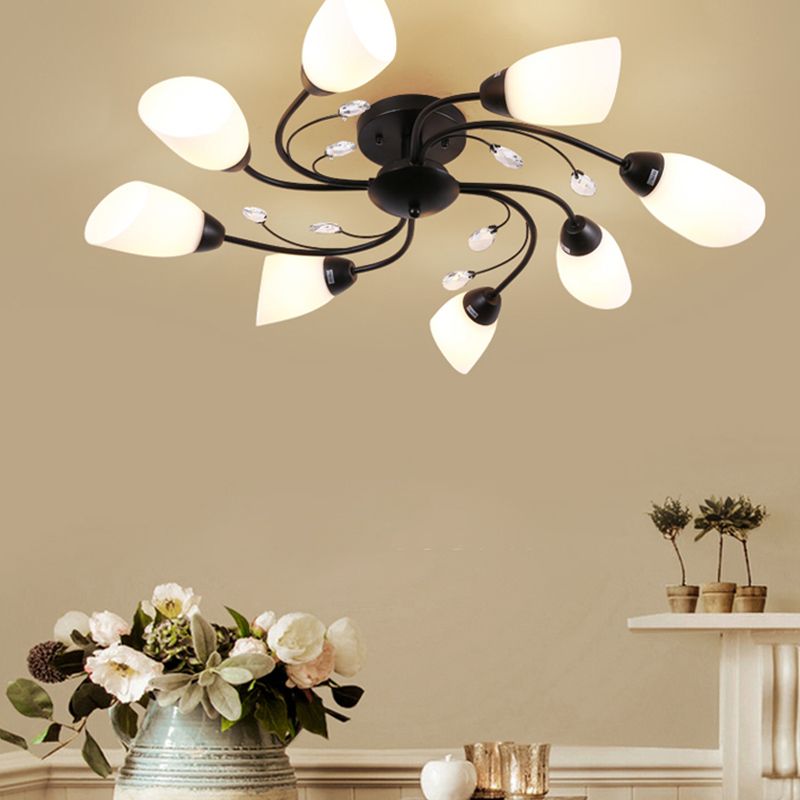 Black Flush Mounted Lamp Simple Style Glass Cone Ceiling Light Fixture