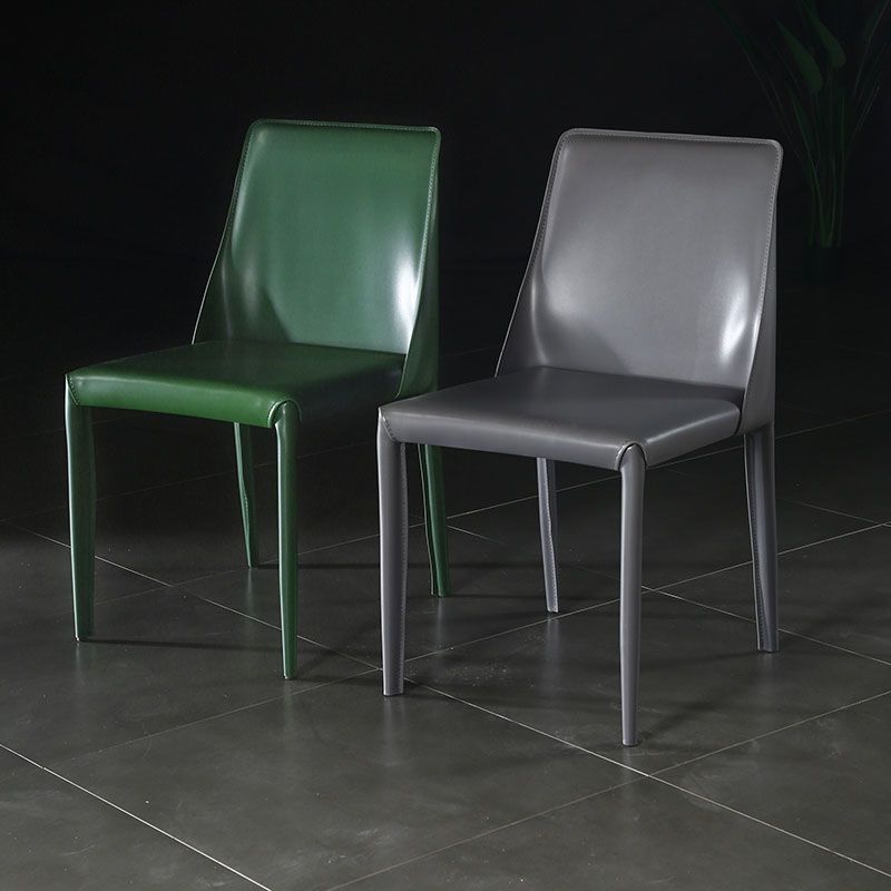 Eigentijdse stijl eetstoelen armloze zijstoel met metalen benen voor keuken (set van 2)