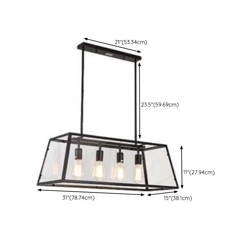 Rectangular Shape Island Pendant Industrial Style Island Pendant Lighting for Living Room