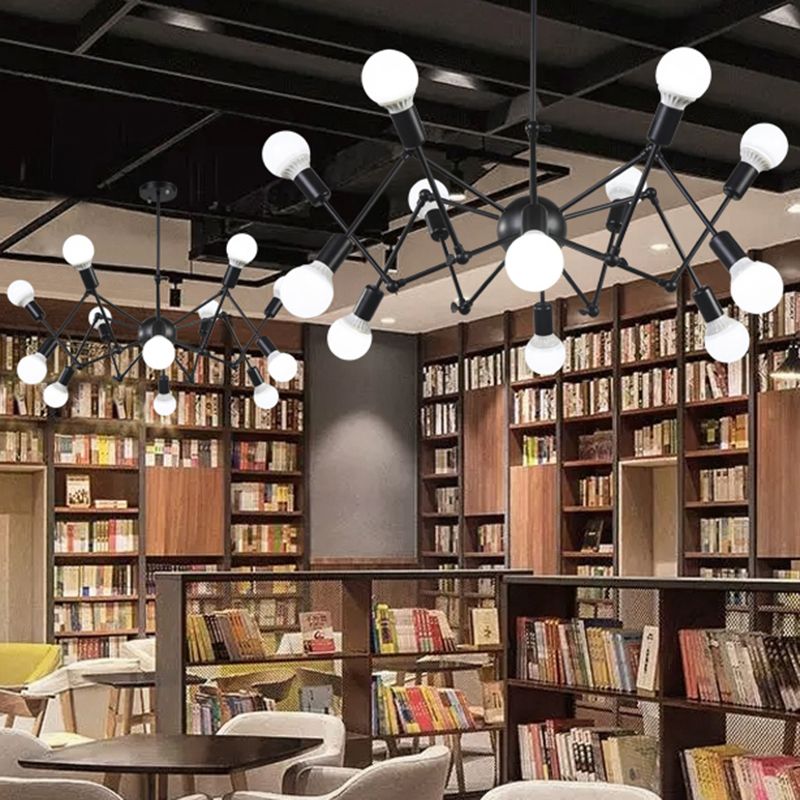 Retro Industrial Style Kronleuchter leichter Sputnik Schmiedeeisen Multi -Licht -Anhänger für Bar Café