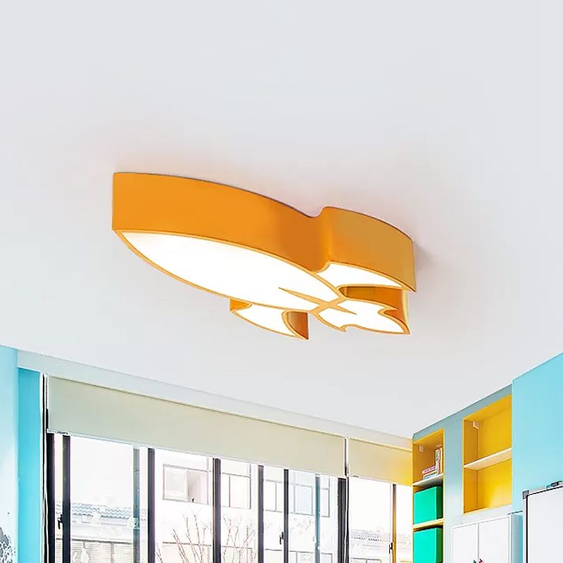 Red/Yellow/Blue Rocket Flushmount Lighting Children Style LED Acrylic Close to Ceiling Light