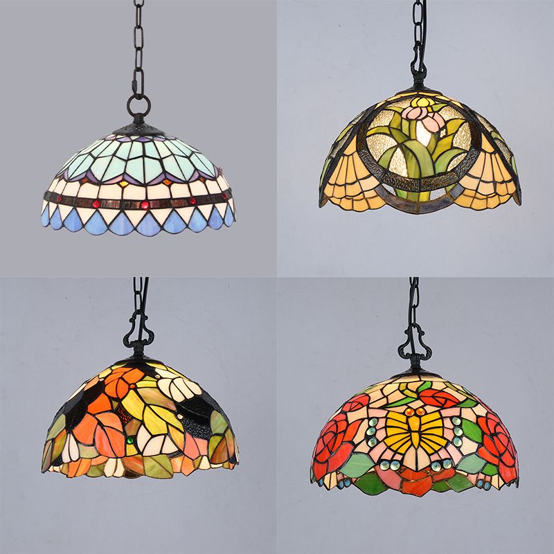 Baroque Hand Cut Glass Single Pendant Domed Suspended Lighting Fixture for Kitchen