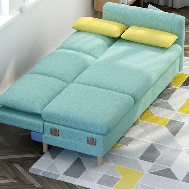 Modern Wood Legs Standard Sofa Fabric Loose Back Square Arm Sofa
