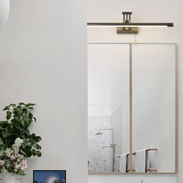 A mediados de siglo Modern Cilíndrico Flush Monte Murón Splecha de tocador de tocador montada en la pared de cobre para el baño