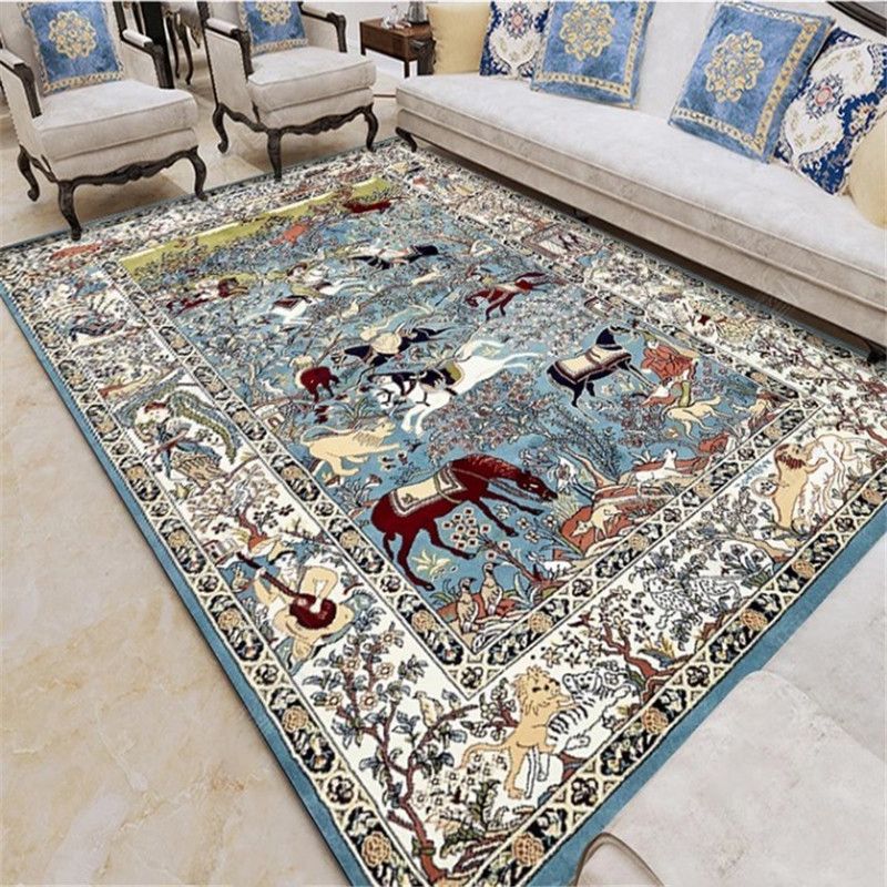 Exotic Geometric Patterned Rug Multicolored Moroccan Rug Polypropylene Stain Resistant Non-Slip Backing Machine Washable Carpet for Room