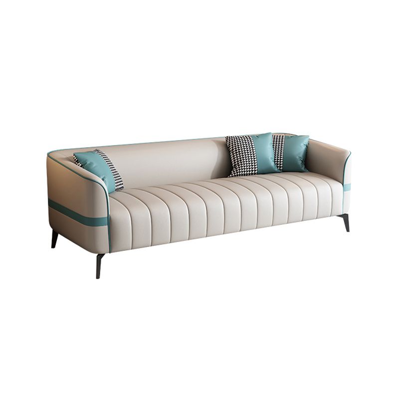 Contemporary 25.59" H Faux Leather Tuxedo Arm Sofa for Living Room