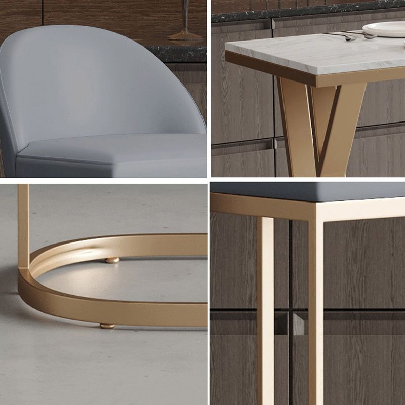 Glam Bar Table Set 1/2/5 Pieces Rectangle Bar Table with Metal High Stools for Kitchen